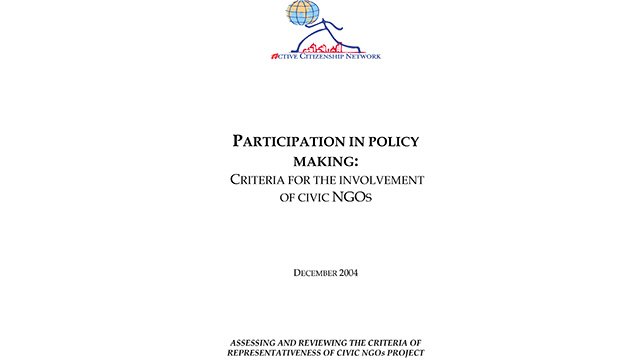  2003/2004 | Assessing and reviewing the criteria of representativeness of civic NGOs